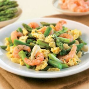 Revuelto de ajos y gambas